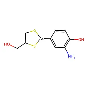 2-Amino-4-[4-(hydroxymethyl)-1,3,2-dithiarsolan-2-yl]phenol structure