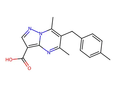 5,7-Dimethyl-6-(4-methylbenzyl)pyrazolo[1,5-a]pyrimidine-3-carboxylic acid structure