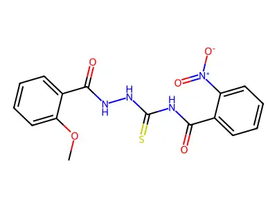N-[[(2-methoxybenzoyl)amino]carbamothioyl]-2-nitrobenzamide structure