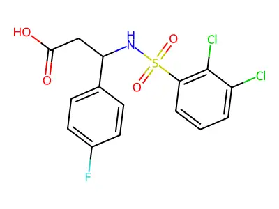 3-(2,3-Dichlorobenzenesulfonamido)-3-(4-fluorophenyl)propanoic acid structure