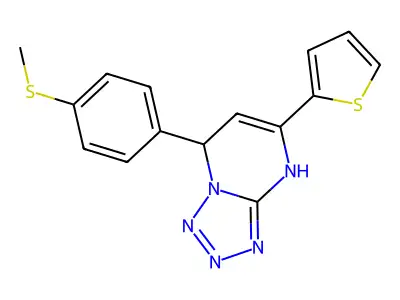 7-(4-methylsulfanylphenyl)-5-thiophen-2-yl-1,7-dihydrotetrazolo[1,5-a]pyrimidine structure