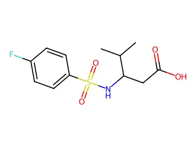 3-{[(4-Fluorophenyl)sulfonyl]amino}-4-methylpentanoic acid structure