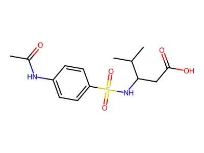 3-({[4-(Acetylamino)phenyl]sulfonyl}amino)-4-methylpentanoic acid structure