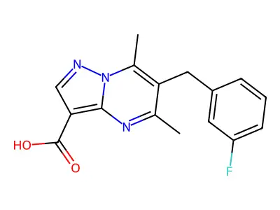 6-(3-Fluorobenzyl)-5,7-dimethylpyrazolo[1,5-a]pyrimidine-3-carboxylic acid structure