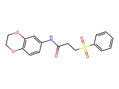 3-(benzenesulfonyl)-N-(2,3-dihydro-1,4-benzodioxin-6-yl)propanamide structure