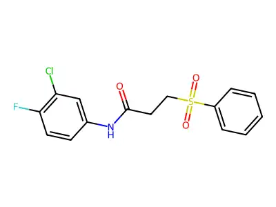 N-(3-chloro-4-fluorophenyl)-3-(phenylsulfonyl)propanamide structure