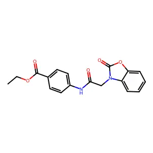 4-[2-(2-Oxo-benzooxazol-3-yl)-acetylamino]-benzoic acid ethyl ester structure