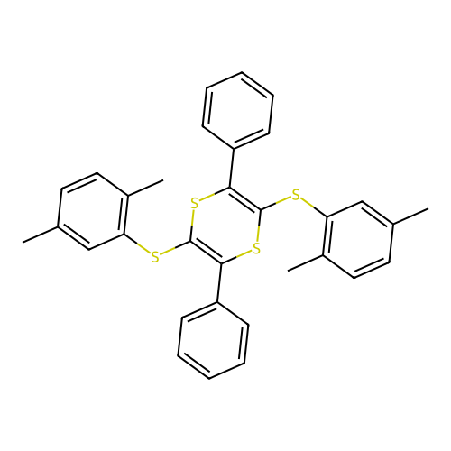 2,5-Bis[(2,5-dimethylphenyl)sulfanyl]-3,6-diphenyl-1,4-dithiine structure
