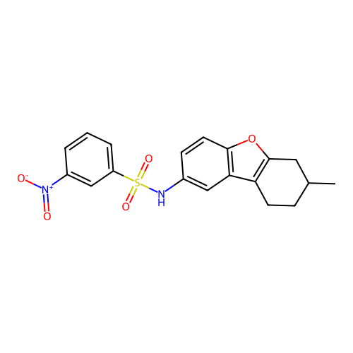 N-(7-methyl-6,7,8,9-tetrahydrodibenzofuran-2-yl)-3-nitrobenzenesulfonamide structure