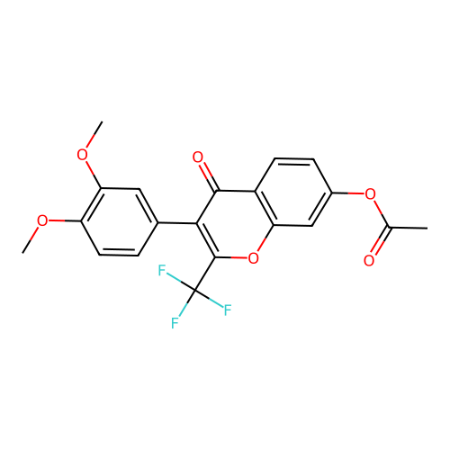 3-(3,4-dimethoxyphenyl)-4-oxo-2-(trifluoromethyl)-4H-chromen-7-yl acetate structure