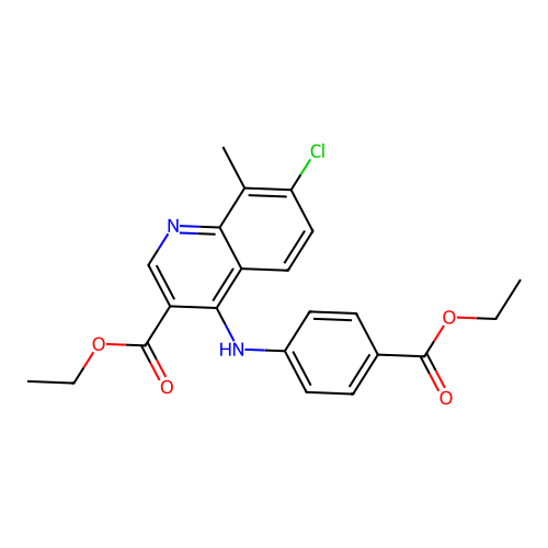 ethyl 7-chloro-4-{[4-(ethoxycarbonyl)phenyl]amino}-8-methylquinoline-3-carboxylate structure