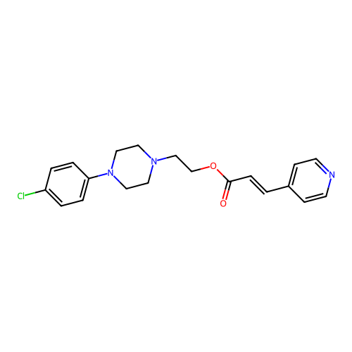 4-Pyridineacrylic acid, 2-(4-(p-chlorophenyl)-1-piperazinyl)ethyl ester structure
