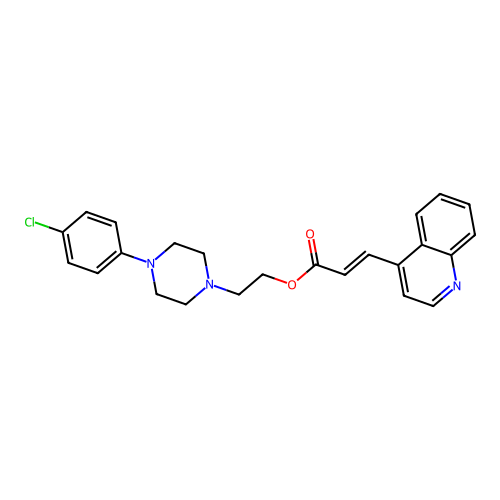 4-Quinolineacrylic acid, 2-(4-(p-chlorophenyl)-1-piperazinyl)ethyl ester structure