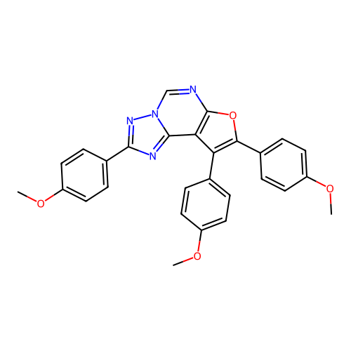 2,8,9-Tris(4-methoxyphenyl)furo[3,2-e][1,2,4]triazolo[1,5-c]pyrimidine structure