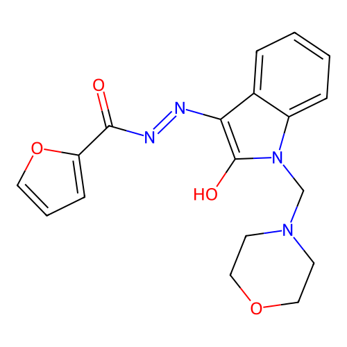 (Z)-N'-(1-(morpholinomethyl)-2-oxoindolin-3-ylidene)furan-2-carbohydrazide structure