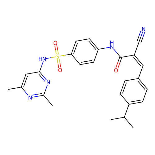 (2Z)-2-cyano-N-{4-[(2,6-dimethylpyrimidin-4-yl)sulfamoyl]phenyl}-3-[4-(propan-2-yl)phenyl]prop-2-enamide structure