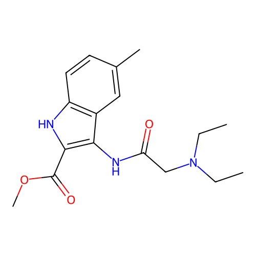 methyl 3-[(N,N-diethylglycyl)amino]-5-methyl-1H-indole-2-carboxylate structure