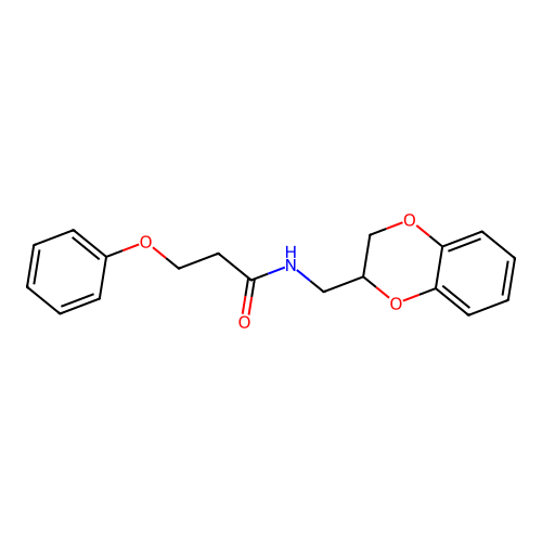 N-(2,3-dihydro-1,4-benzodioxin-2-ylmethyl)-3-phenoxypropanamide structure