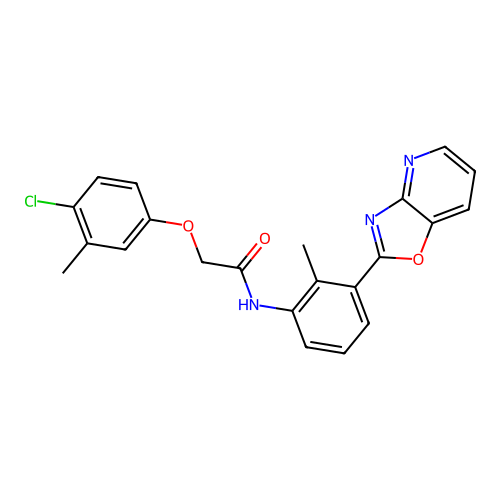 2-(4-chloro-3-methylphenoxy)-N-[2-methyl-3-([1,3]oxazolo[4,5-b]pyridin-2-yl)phenyl]acetamide structure