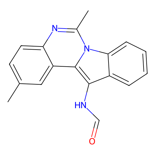 N-(2,6-dimethylindolo[1,2-c]quinazolin-12-yl)formamide structure
