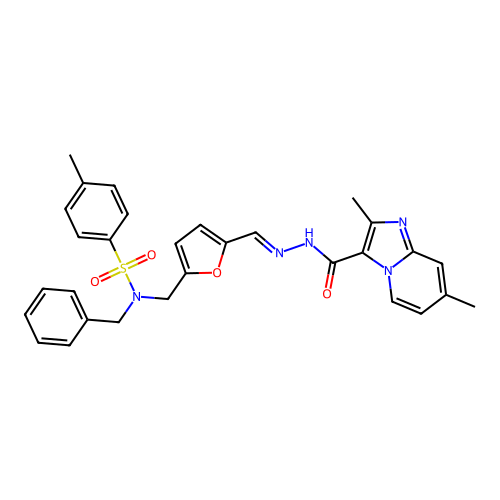 N-[(E)-[5-[[benzyl-(4-methylphenyl)sulfonylamino]methyl]furan-2-yl]methylideneamino]-2,7-dimethylimidazo[1,2-a]pyridine-3-carboxamide structure