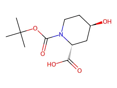 (2S,4S)-1-[(tert-Butoxy)carbonyl]-4-hydroxypiperidine-2-carboxylic acid structure