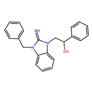 2-(3-benzyl-2-imino-2,3-dihydro-1H-benzimidazol-1-yl)-1-phenylethanol structure