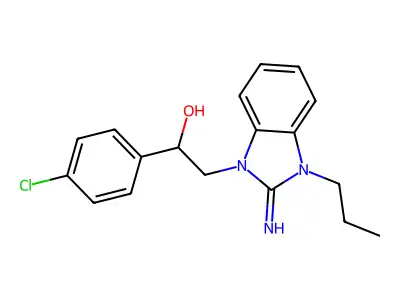 1-(4-Chlorophenyl)-2-(2-imino-3-propylbenzimidazol-1-yl)ethanol structure