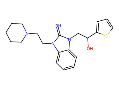 2-[2-Imino-3-(2-piperidin-1-ylethyl)benzimidazol-1-yl]-1-thiophen-2-ylethanol structure