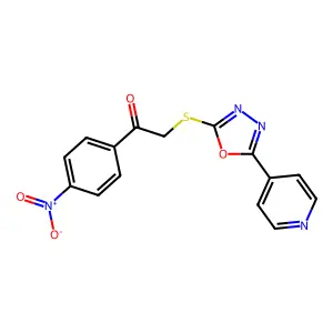 1-(4-Nitrophenyl)-2-((5-(pyridin-4-yl)-1,3,4-oxadiazol-2-yl)thio)ethanone structure