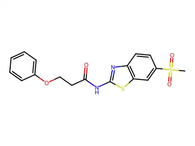 N-(6-(methylsulfonyl)benzo[d]thiazol-2-yl)-3-phenoxypropanamide structure