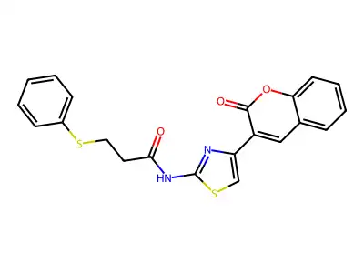 N-(4-(2-oxo-2H-chromen-3-yl)thiazol-2-yl)-3-(phenylthio)propanamide structure