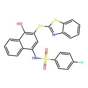(3-Benzothiazol-2-ylthio-4-hydroxynaphthyl)[(4-fluorophenyl)sulfonyl]amine structure