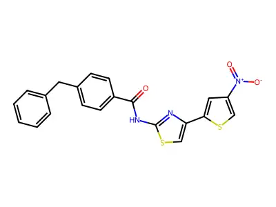 4-benzyl-N-[4-(4-nitrothiophen-2-yl)-1,3-thiazol-2-yl]benzamide structure