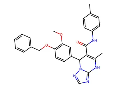 7-[4-(benzyloxy)-3-methoxyphenyl]-5-methyl-N-(4-methylphenyl)-4H,7H-[1,2,4]triazolo[1,5-a]pyrimidine-6-carboxamide structure
