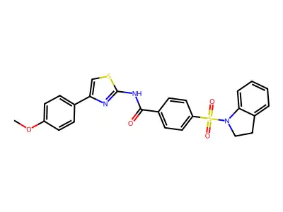 4-(2,3-dihydro-1H-indole-1-sulfonyl)-N-[4-(4-methoxyphenyl)-1,3-thiazol-2-yl]benzamide structure