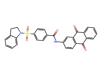 4-(2,3-dihydroindol-1-ylsulfonyl)-N-(9,10-dioxoanthracen-2-yl)benzamide structure