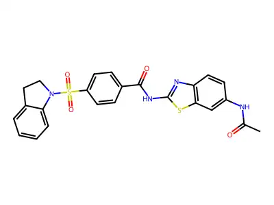 N-(6-acetamidobenzo[d]thiazol-2-yl)-4-(indolin-1-ylsulfonyl)benzamide structure