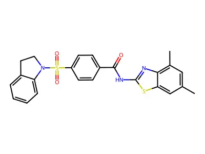 N-(4,6-dimethylbenzo[d]thiazol-2-yl)-4-(indolin-1-ylsulfonyl)benzamide structure