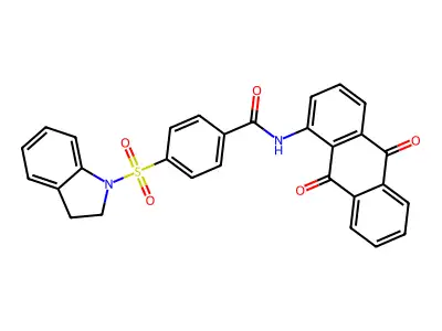 N-(9,10-dioxo-9,10-dihydroanthracen-1-yl)-4-(indolin-1-ylsulfonyl)benzamide structure
