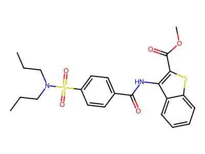 methyl 3-(4-(N,N-dipropylsulfamoyl)benzamido)benzo[b]thiophene-2-carboxylate structure