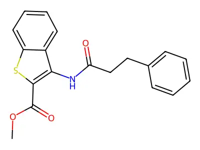 Methyl 3-(3-phenylpropanamido)benzo[b]thiophene-2-carboxylate structure