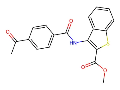 Methyl 3-(4-acetylbenzamido)benzo[b]thiophene-2-carboxylate structure