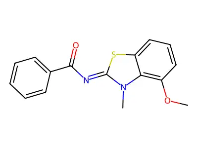 N-(4-methoxy-3-methyl-1,3-benzothiazol-2-ylidene)benzamide structure