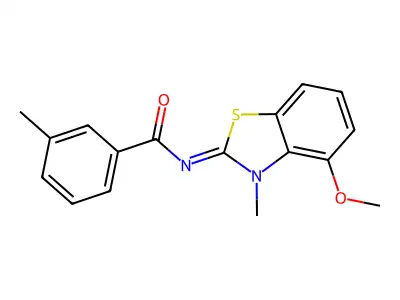 N-(4-methoxy-3-methyl-1,3-benzothiazol-2-ylidene)-3-methylbenzamide structure