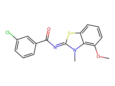 3-chloro-N-(4-methoxy-3-methyl-1,3-benzothiazol-2-ylidene)benzamide structure