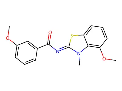3-methoxy-N-(4-methoxy-3-methyl-1,3-benzothiazol-2-ylidene)benzamide structure