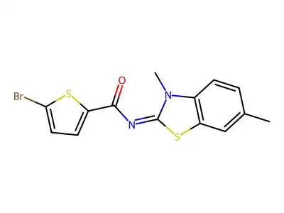 (E)-5-bromo-N-(3,6-dimethylbenzo[d]thiazol-2(3H)-ylidene)thiophene-2-carboxamide structure