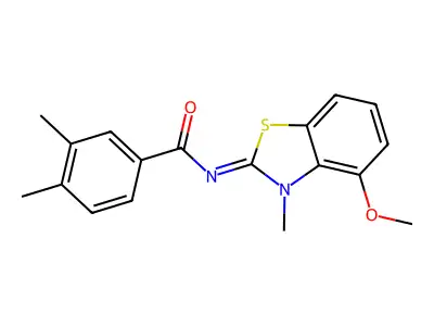 (E)-N-(4-methoxy-3-methylbenzo[d]thiazol-2(3H)-ylidene)-3,4-dimethylbenzamide structure