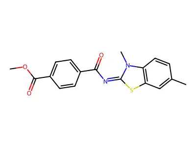 (E)-methyl 4-((3,6-dimethylbenzo[d]thiazol-2(3H)-ylidene)carbamoyl)benzoate structure